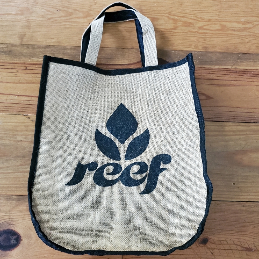 Reef Jute Tote Bag with Black Logo